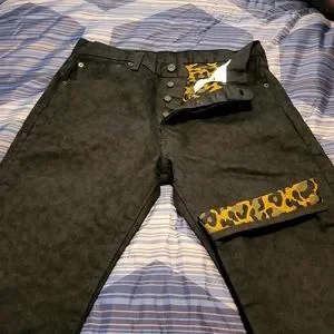 ★RAIVE★ Leopard Denim Pants in Black VJ5SL40510 Leopard Denim Pants in Black VJ5SL405-10 - 레이브